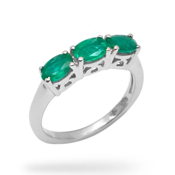 Silver ring emeraude Moana